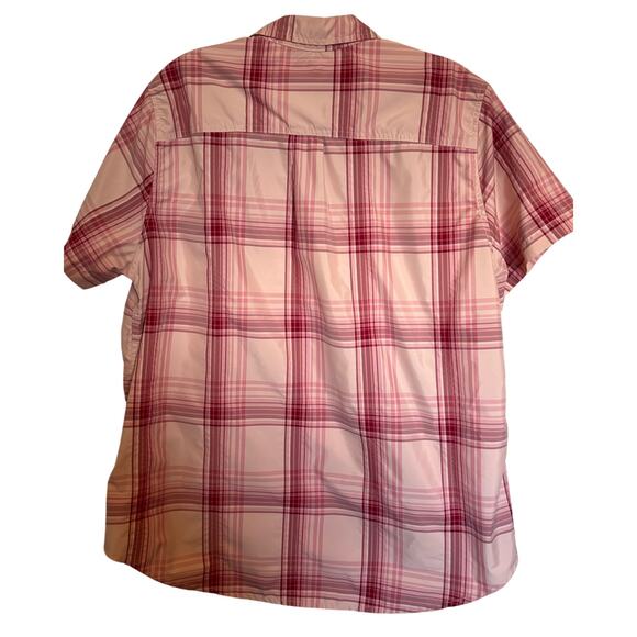 Eddie Bauer Ladies Short Sleeve Adventure Top, Peach Starling Plaid XL - Picture 4 of 16